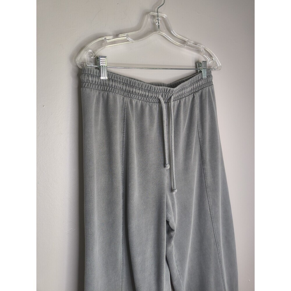 Lazy Sunday Women Charcoal Gray Wide Leg Sweatpants Drawstring Fleece Lounge L - Picture 5 of 14